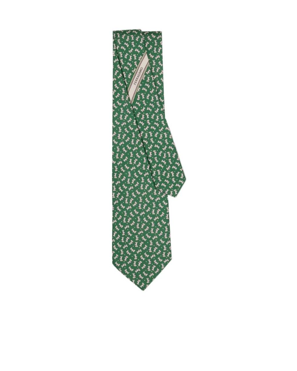 Ferragamo Green Printed Tie for men