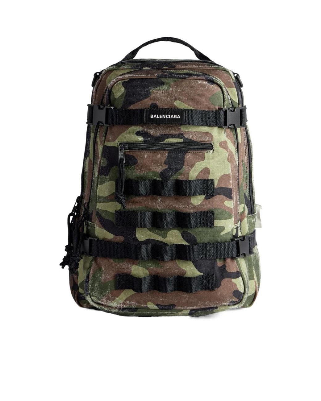Balenciaga Black Camo Printed Army Space Small Backpack for men