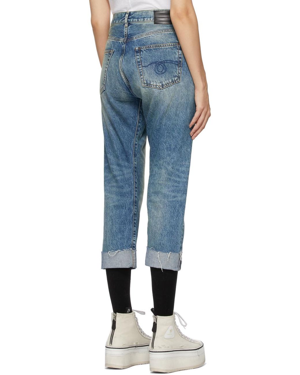 R13 Blue Crossover Cropped Jeans