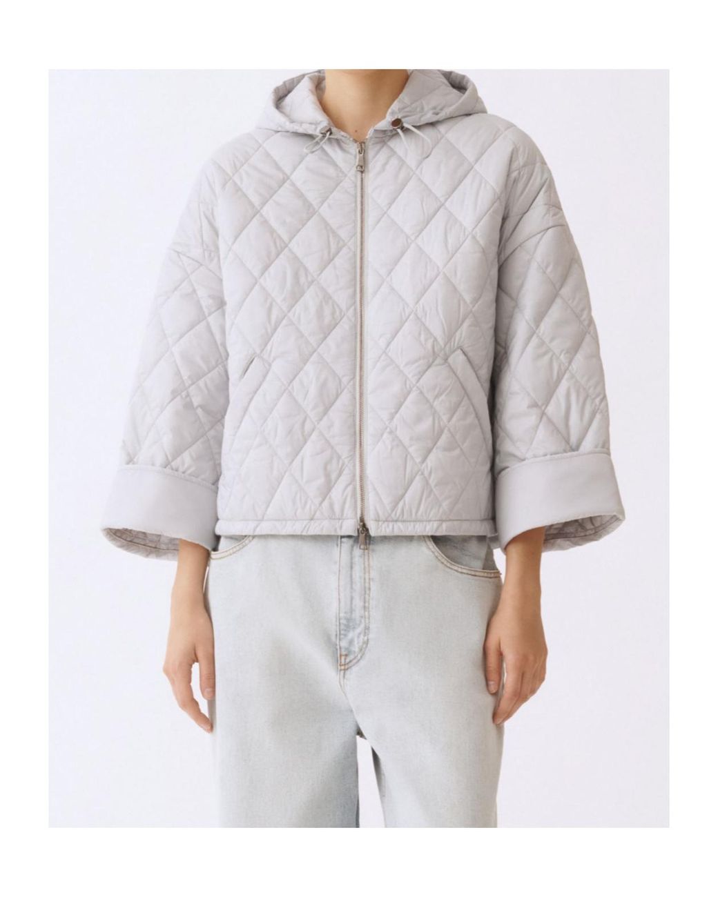 Fabiana Filippi Gray Quilted Hooded Jacket