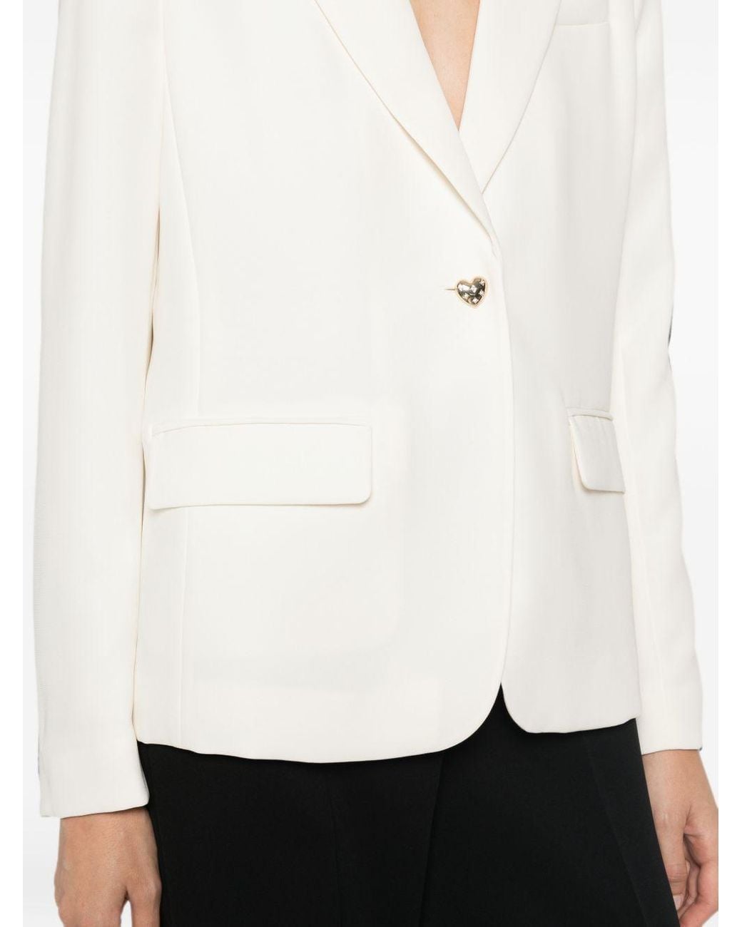 Twinset White Heart-Pattern Single-Breasted Blazer