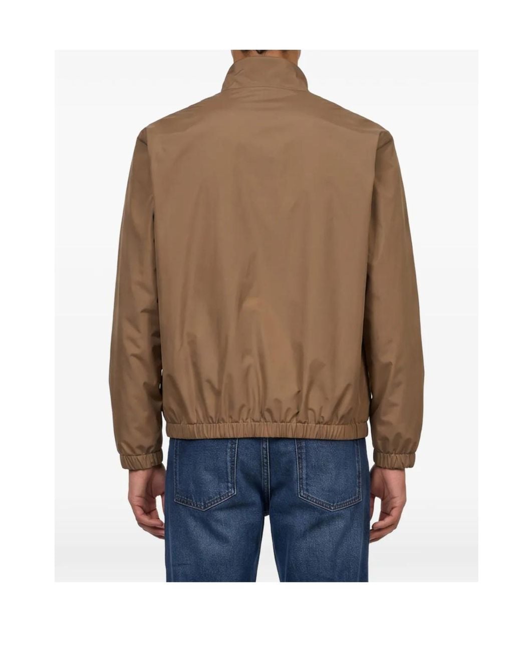 Lardini Brown Zip-Up High-Neck Jacket for men