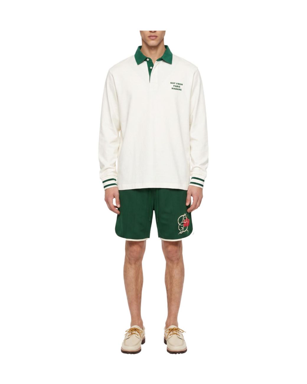Drole de Monsieur White Drôle De Monsieur Slogan Long-Sleeved Polo Shirt for men