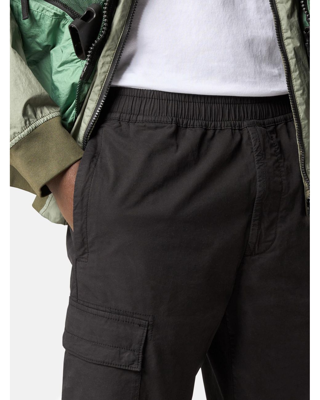 Stone Island Black Regular Tapered Fit Cargo Trousers for men