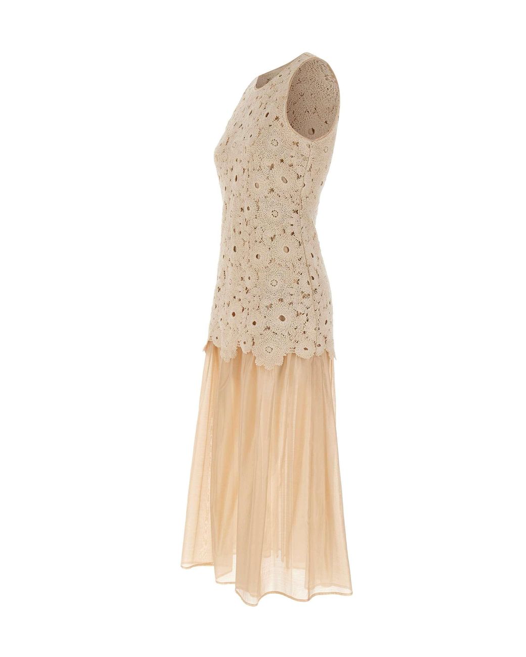 Liu Jo Natural Floral Lace Pleated Dress