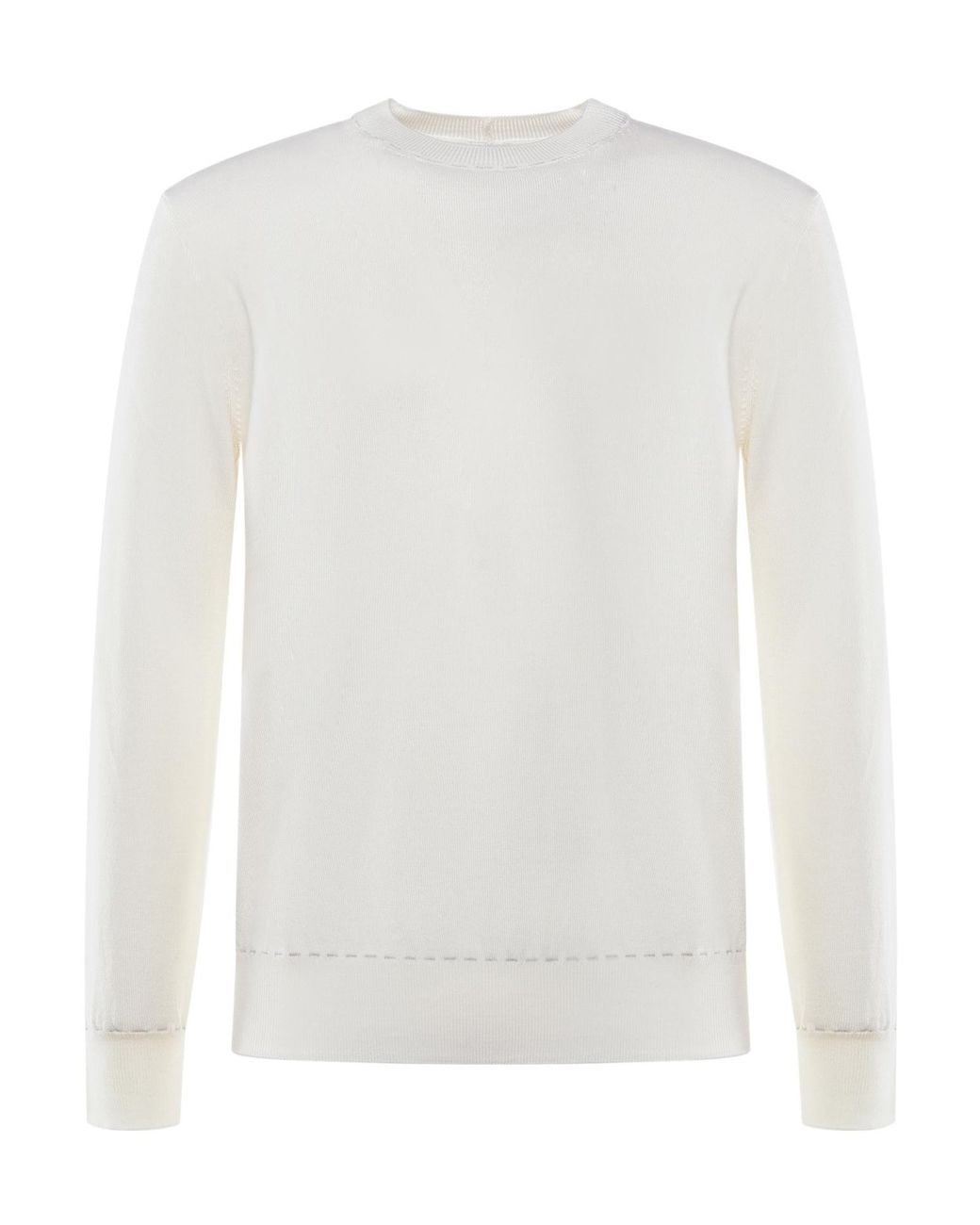 Eleventy White Ribbed Virgin Wool Knitwear for men