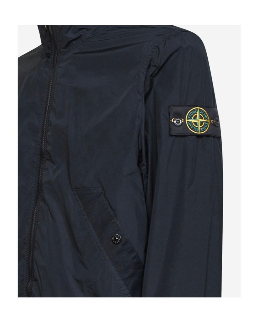 Stone Island Blue Logo Patch Zip-Up Jacket for men