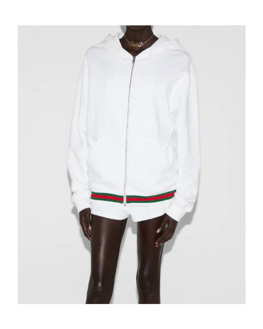 Gucci White Web Detailed Jersey Sweatshirt