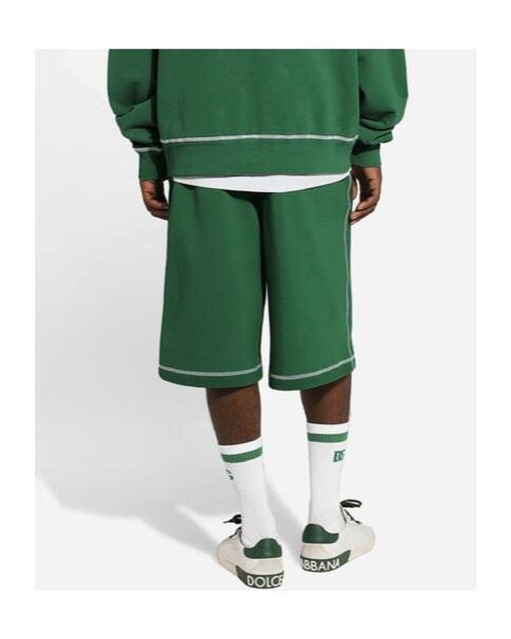 Dolce & Gabbana Green Logo Printed Bermuda Shorts for men