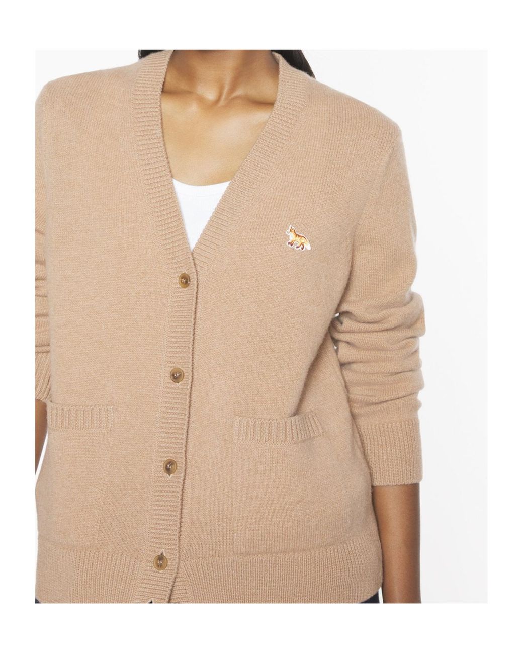 Maison Kitsuné Natural Maison Kitsuné Baby Fox Boxy Cardigan