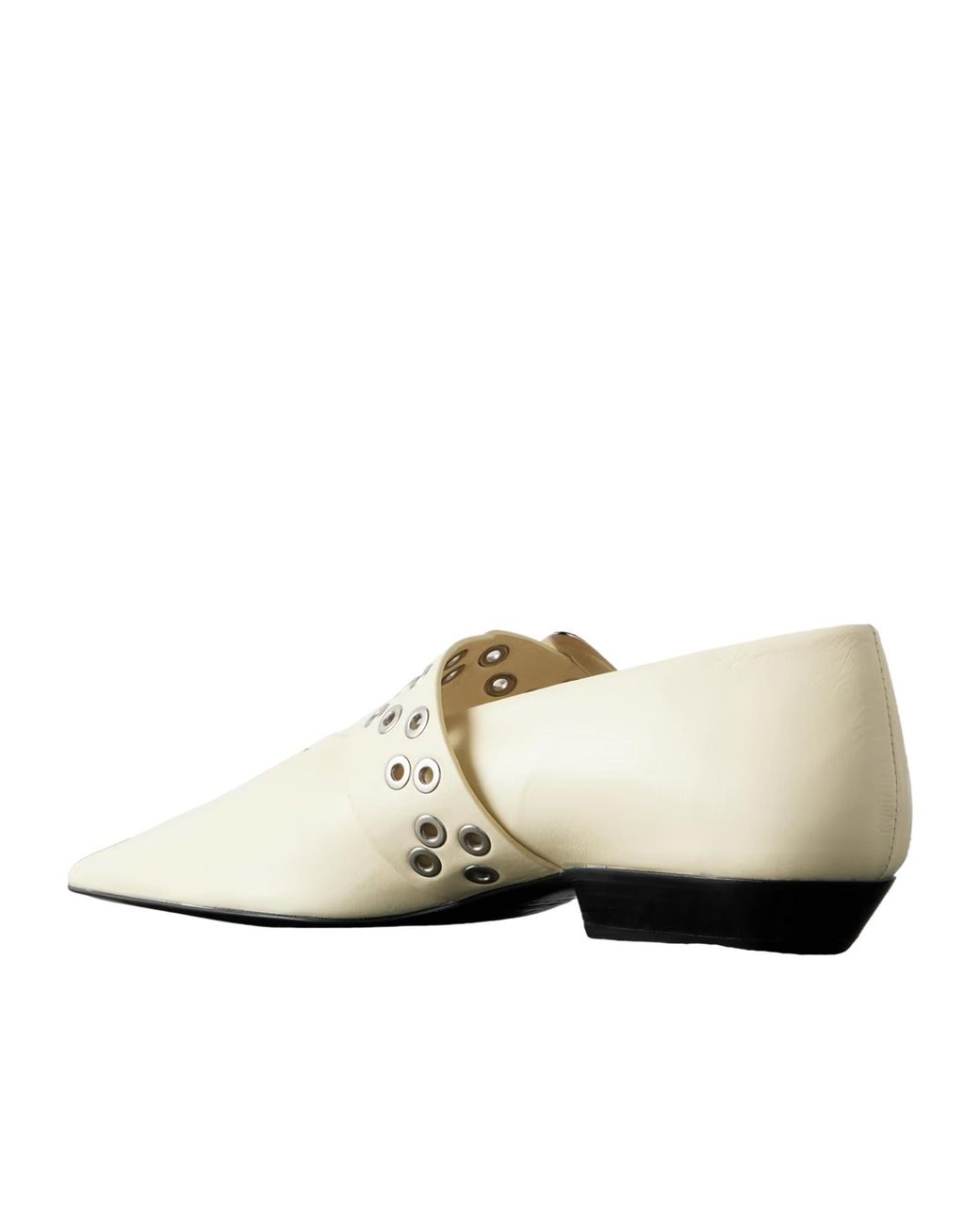 Jil Sander White Eyelet-Embellished Mary-Jane Ballet Flats
