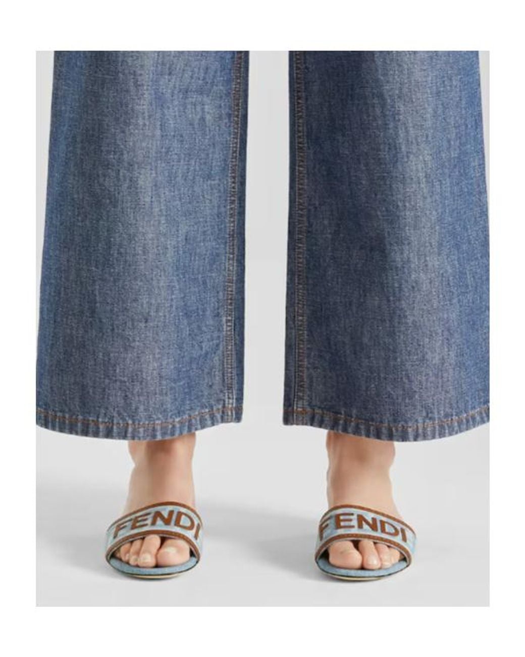 Fendi Blue Sunshine Ff Jacquard Slides