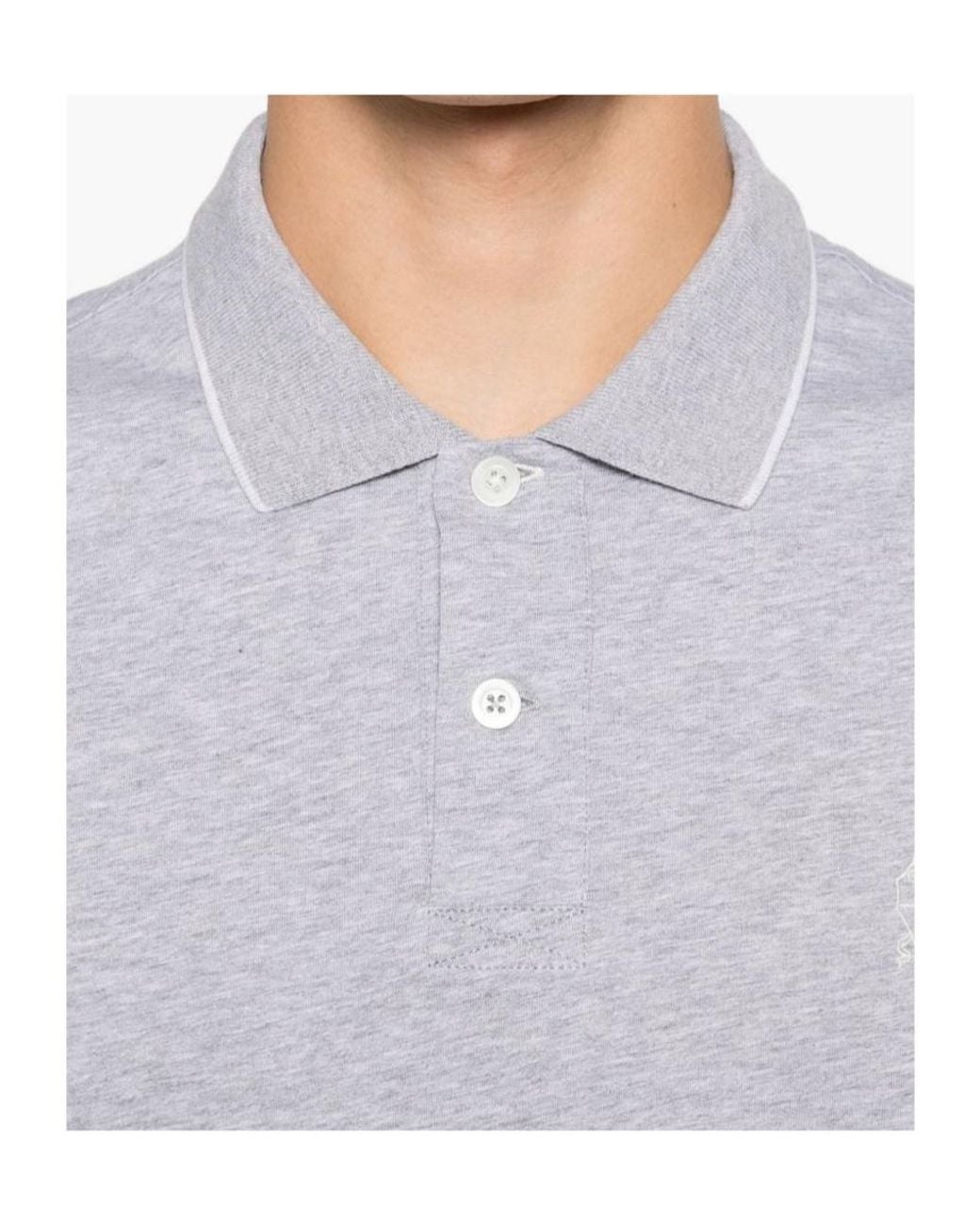 Brunello Cucinelli White Logo Embroidered Short-Sleeved Polo Shirt for men