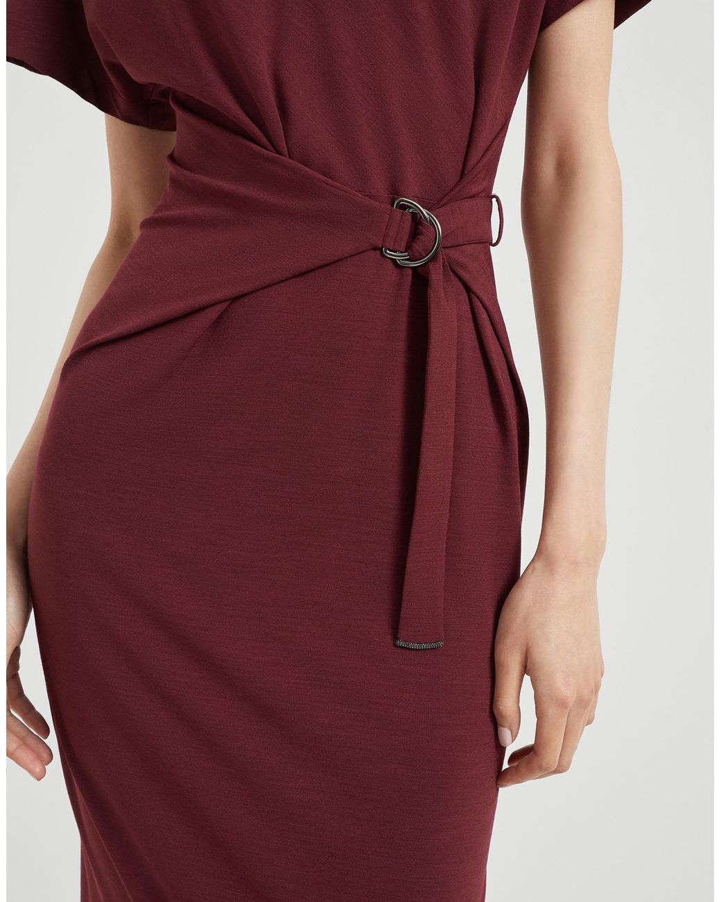 Brunello Cucinelli Red Belted Midi Dress