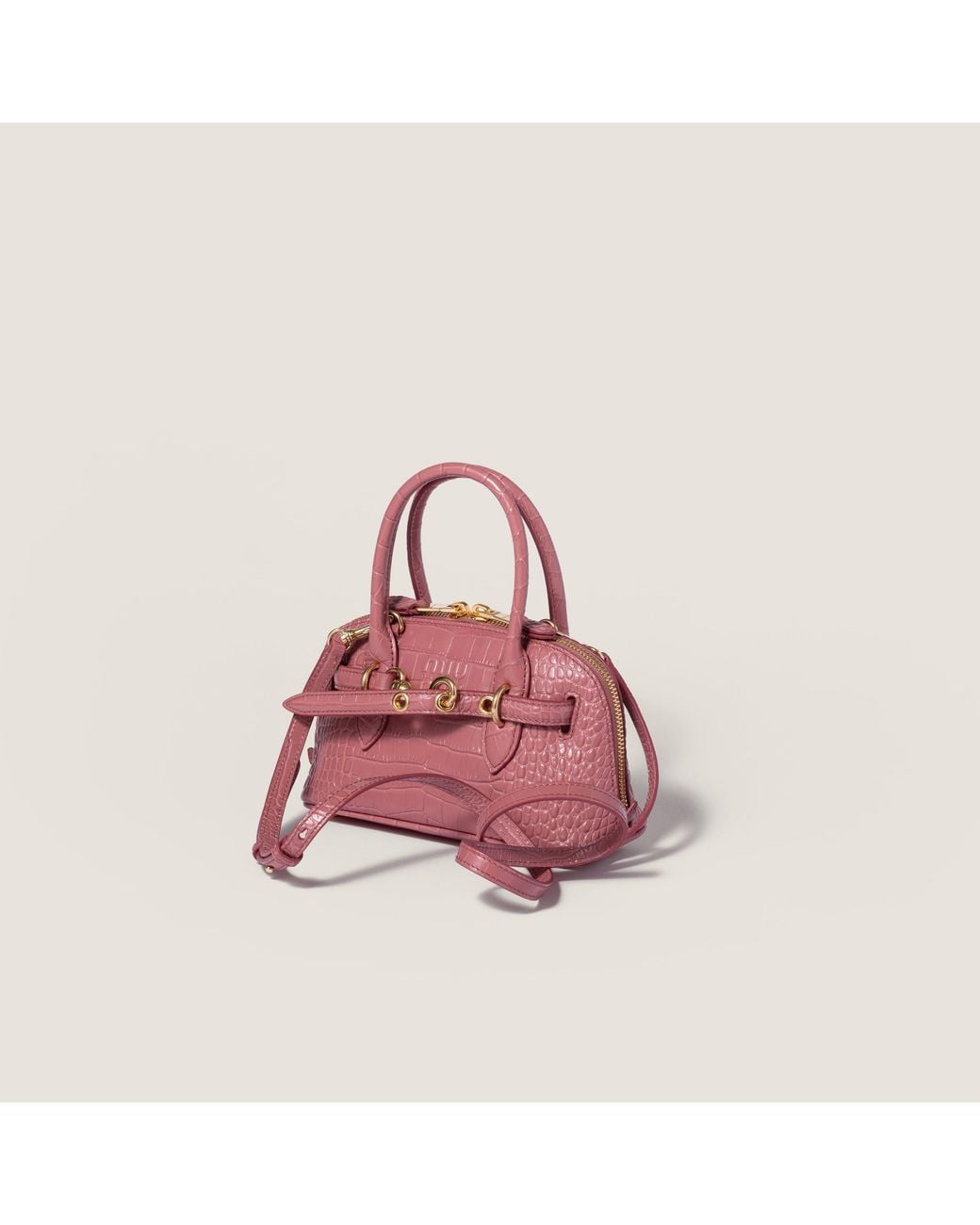 Miu Miu Pink Aventure Crocodile Embossed Calfskin Mini-Bag