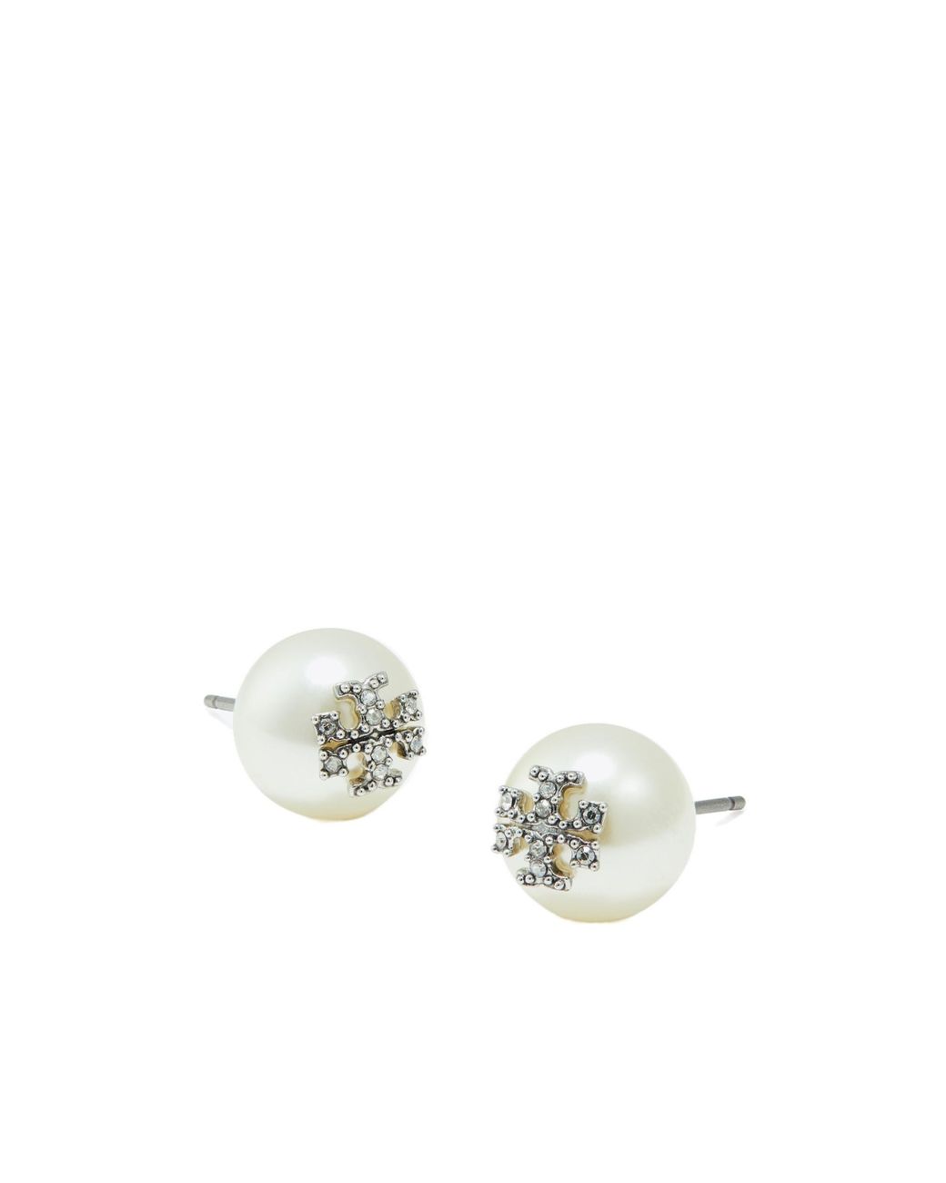 Tory Burch White Crystal-Embellished Earrings