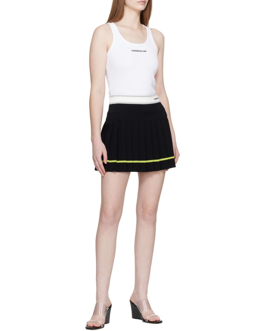 Casablanca Black Striped Pleated Skirt