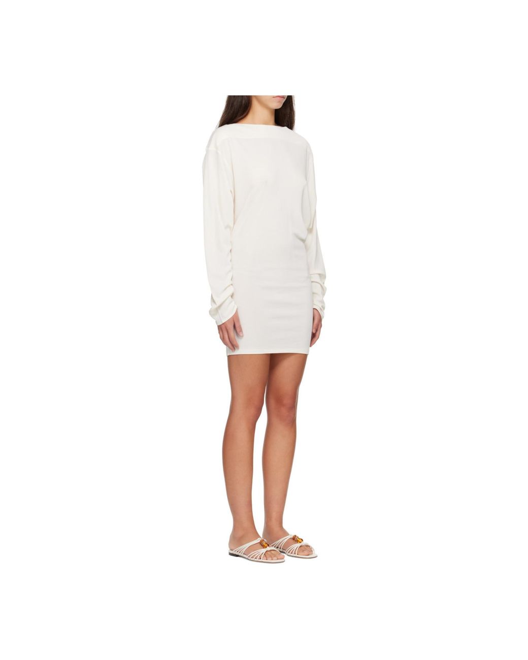 Jacquemus White Mistral Draped-Back Mini Dress