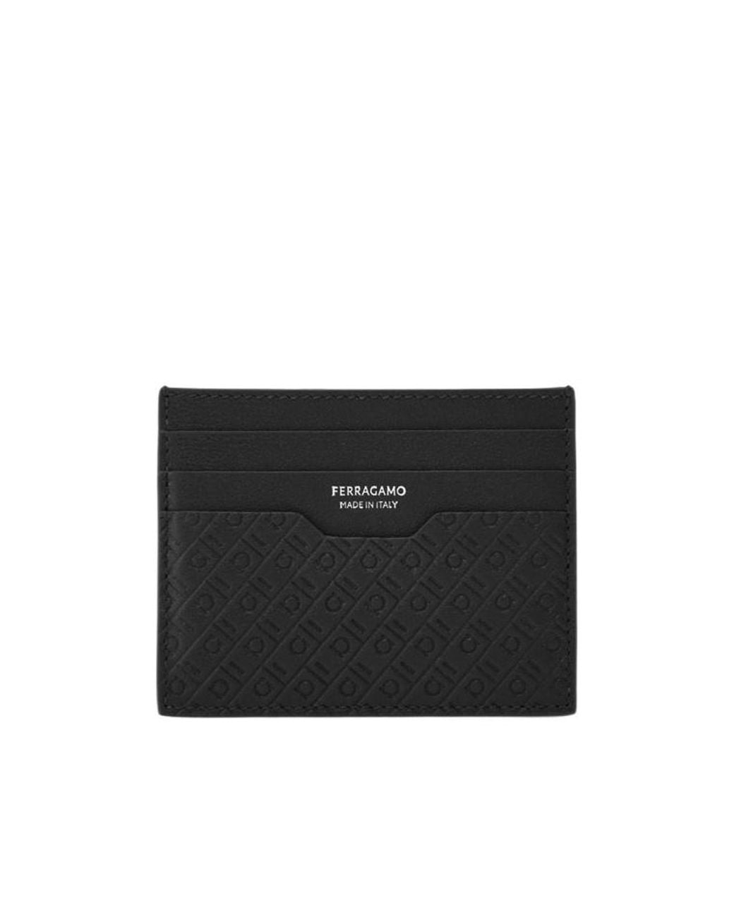 Ferragamo Black Ferragamo Monogram Credit Card Holder for men