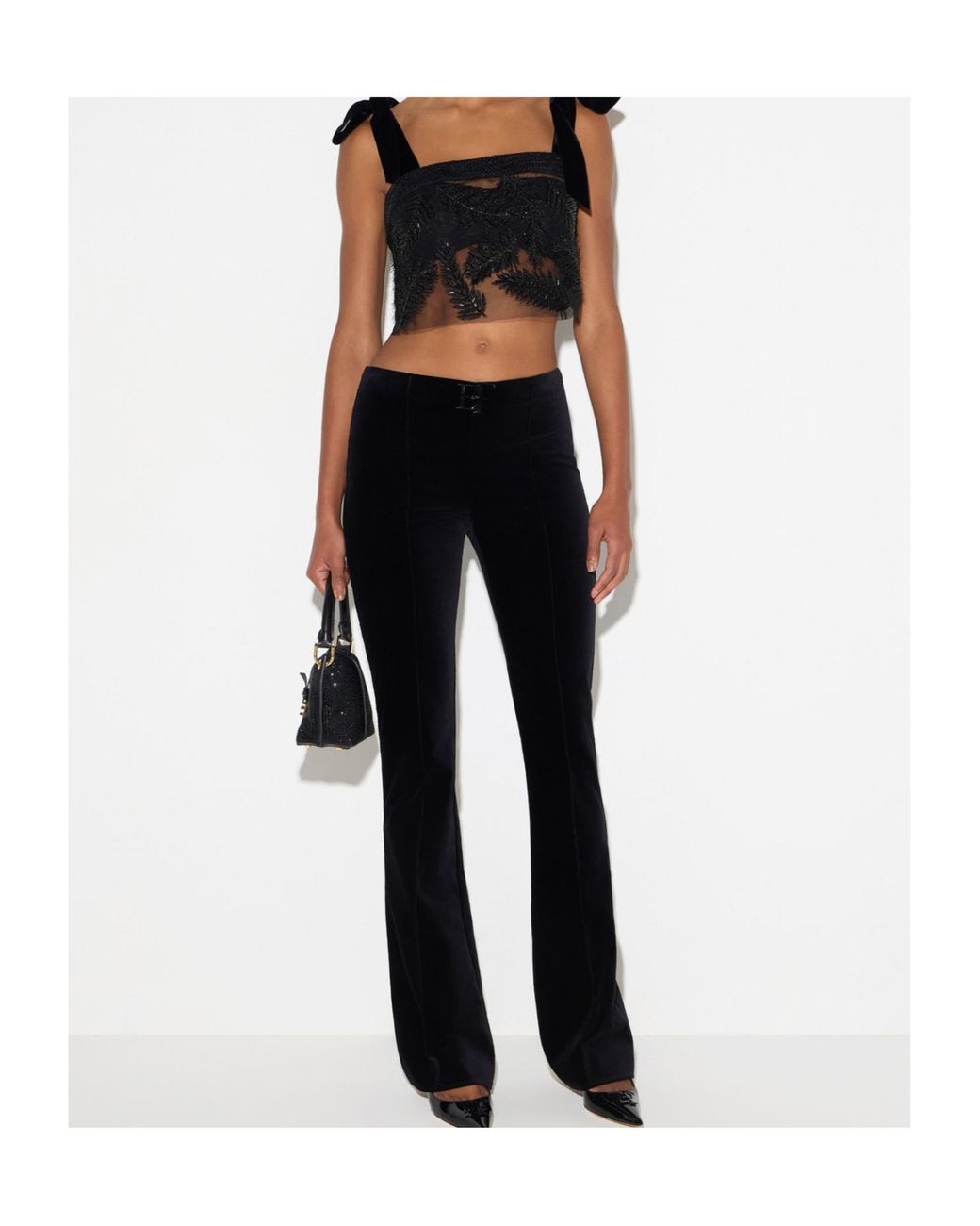 Elisabetta Franchi Black Flared Tailored Pants
