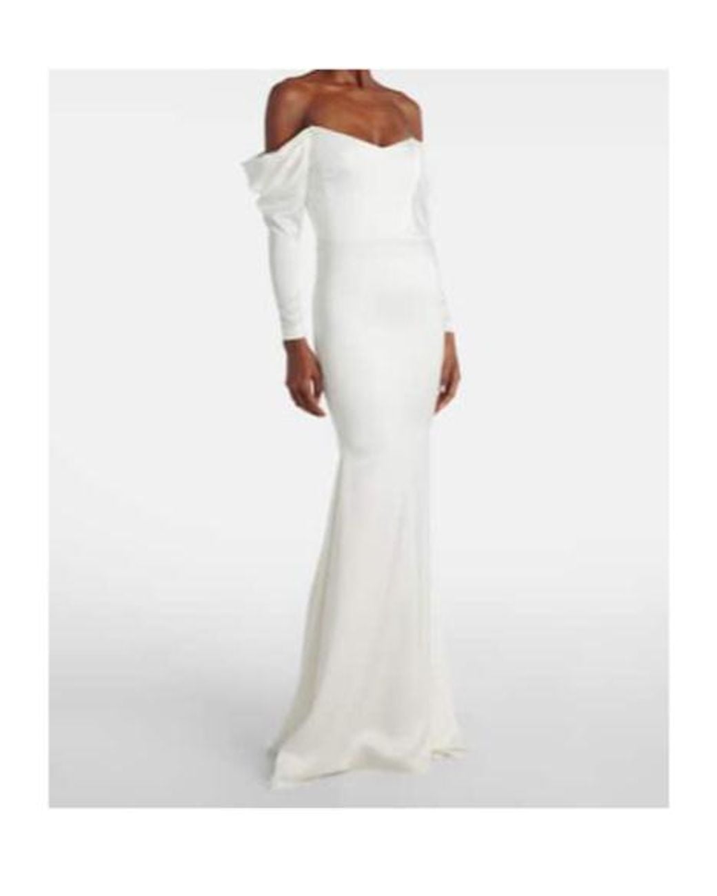 Alex Perry White Bridal Off-Shoulder Crêpe Satin Bustier Gown