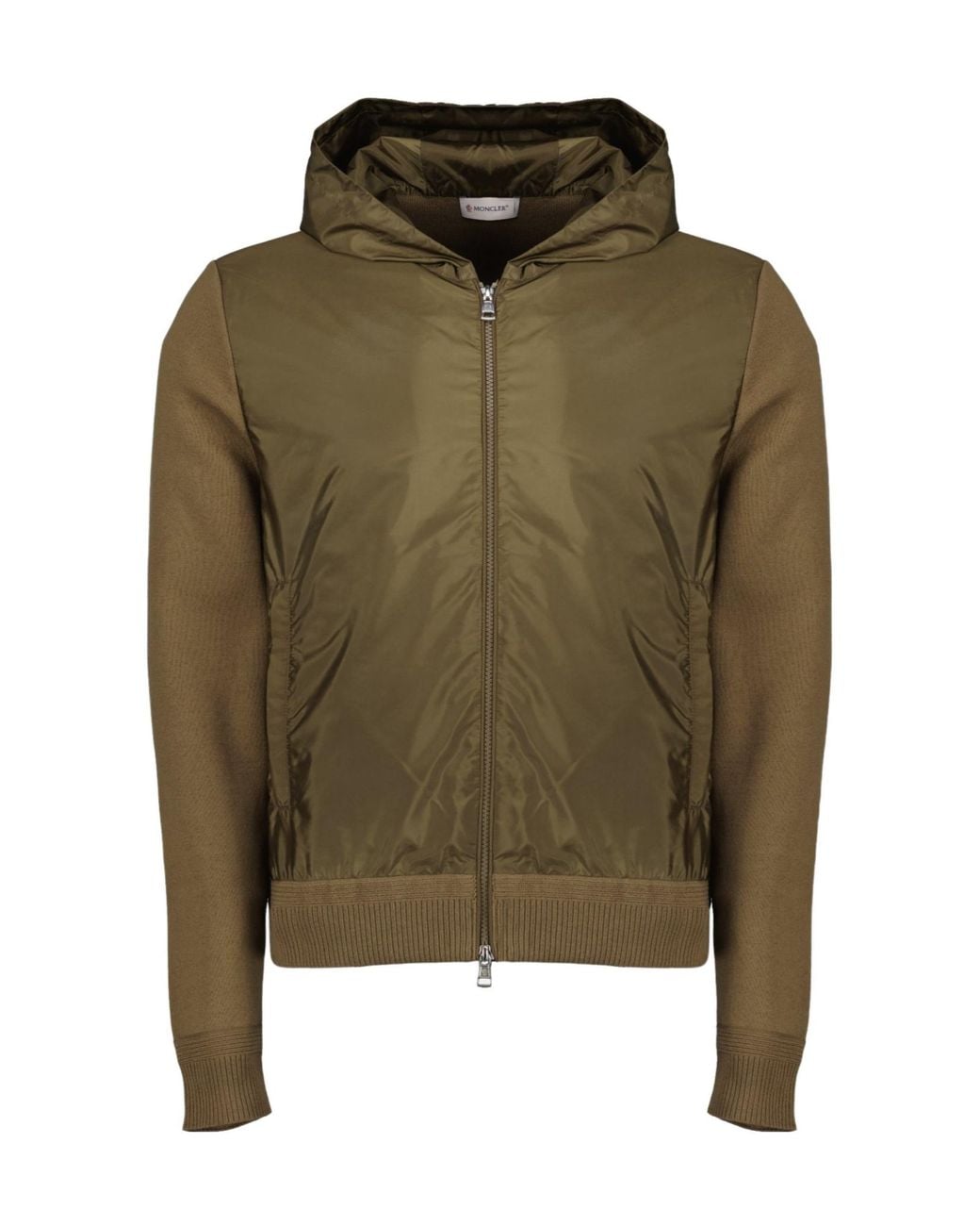 Moncler Green Logo Patch Zip-Up Hoodie for men