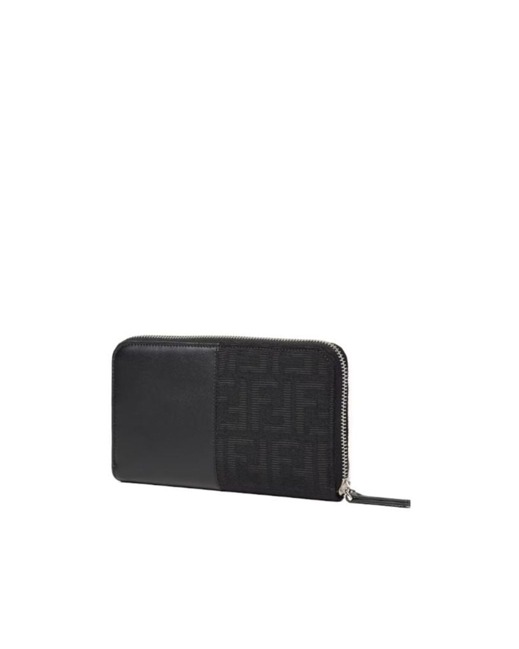 Fendi Black Ff Jacquard Zipped Wallet for men