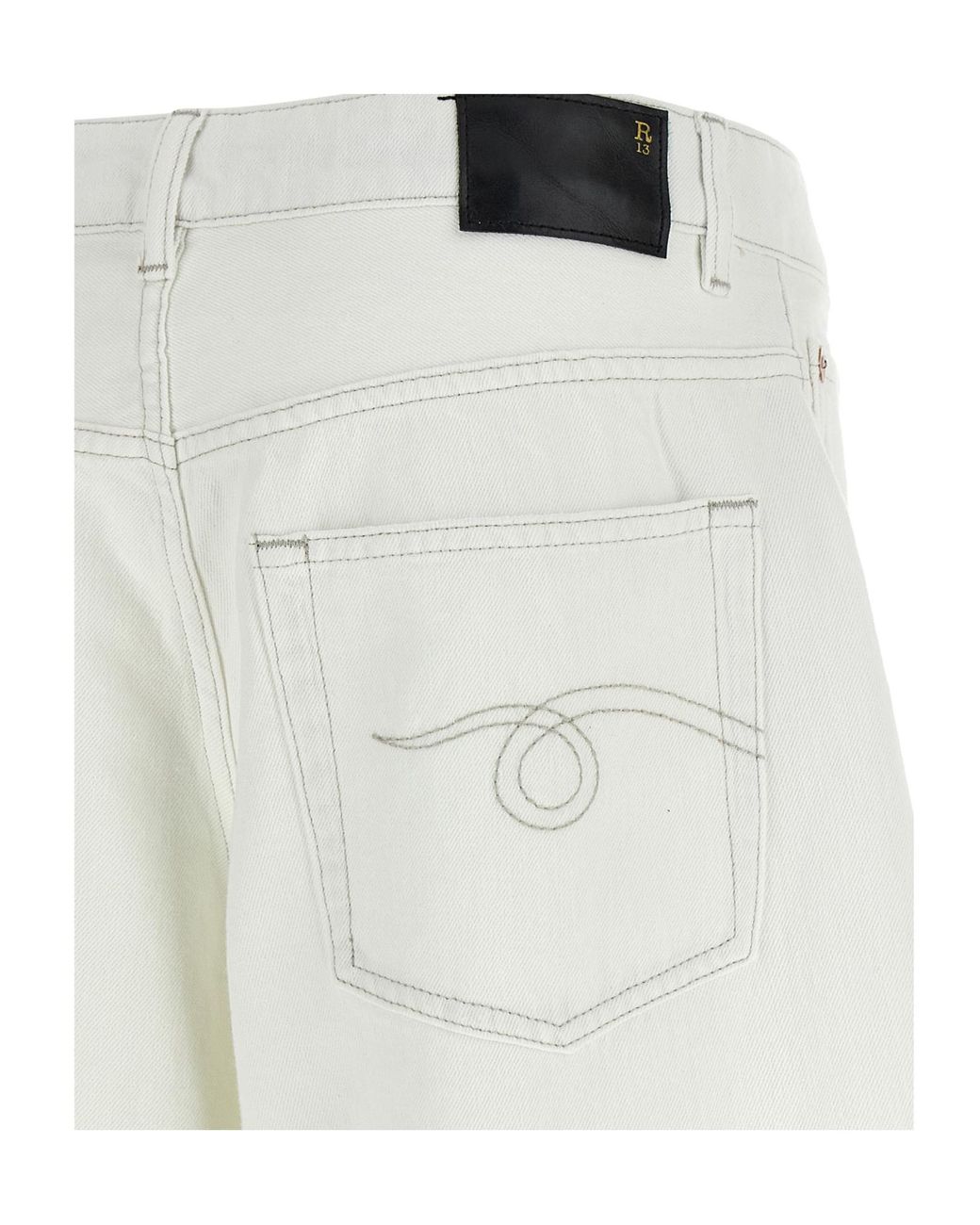 R13 White Belt Loop Jeans