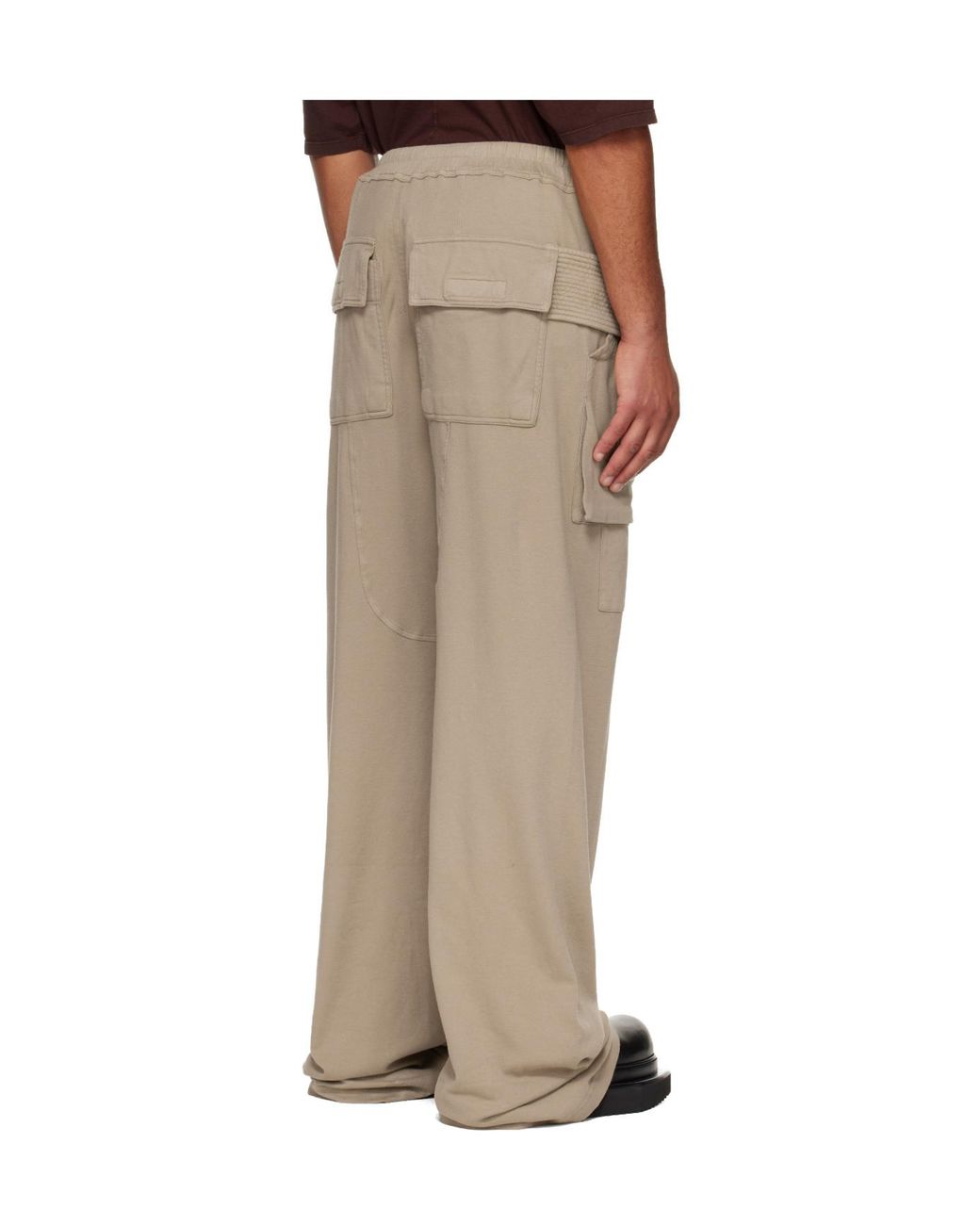 Rick Owens Natural Creatch Wide Cargo Drawstring Pants for men
