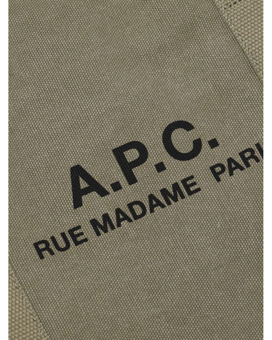 A.P.C. Green Récupération Logo Printed Tote Bag for men