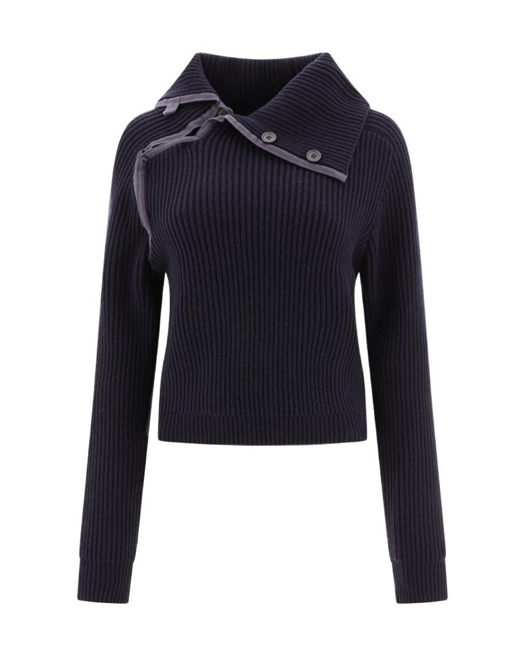 Jacquemus Blue Vega Asymmetric Wool-Blend Jumper