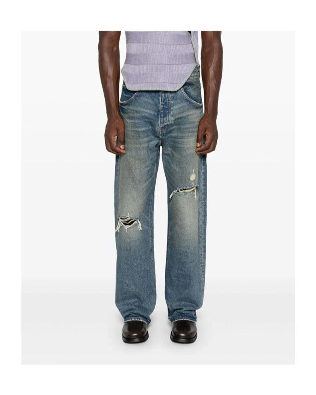 Purple Brand Blue Belt Loop Jeans for men