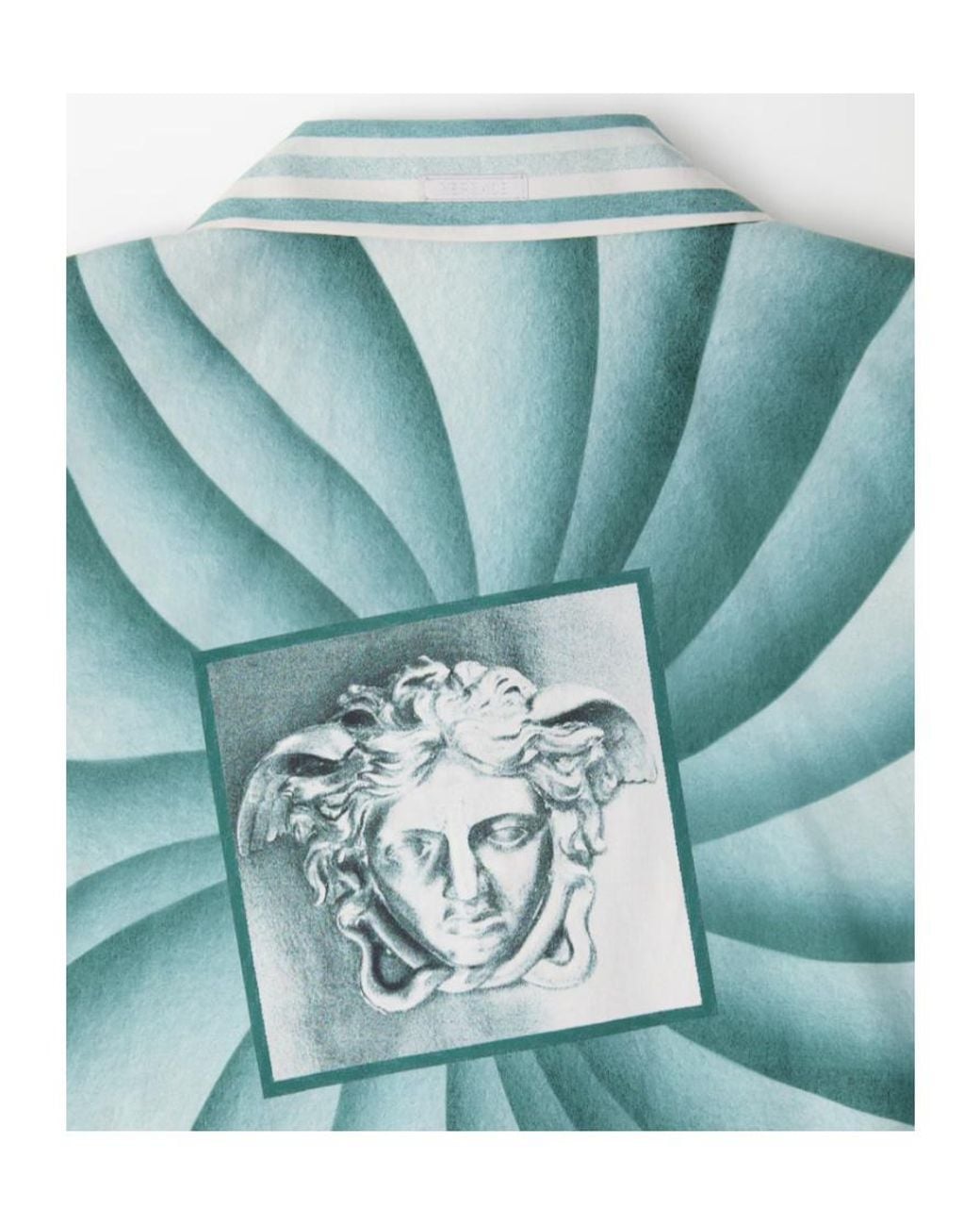 Versace Blue Printed Cotton-Poplin Shirt for men