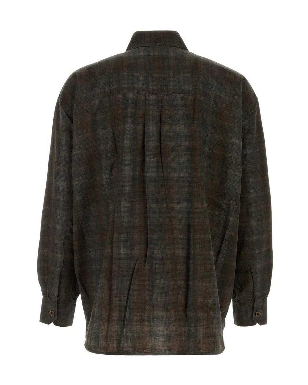 Our Legacy Green Borrowed Check Oversized Shirt for men