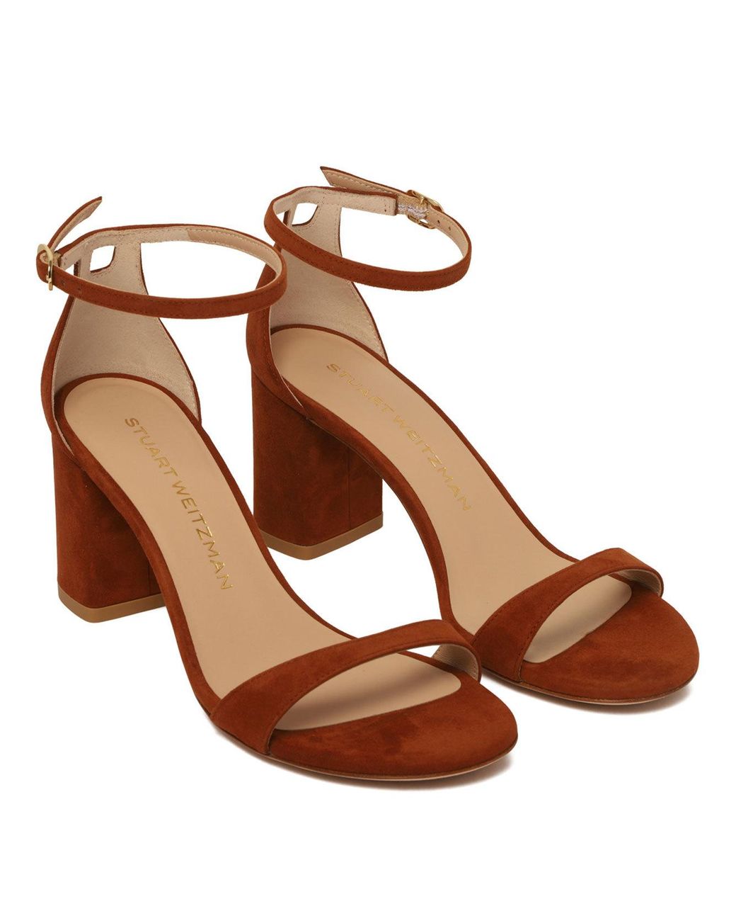 Stuart Weitzman Brown Nudistarc Block-Heeled Sandals
