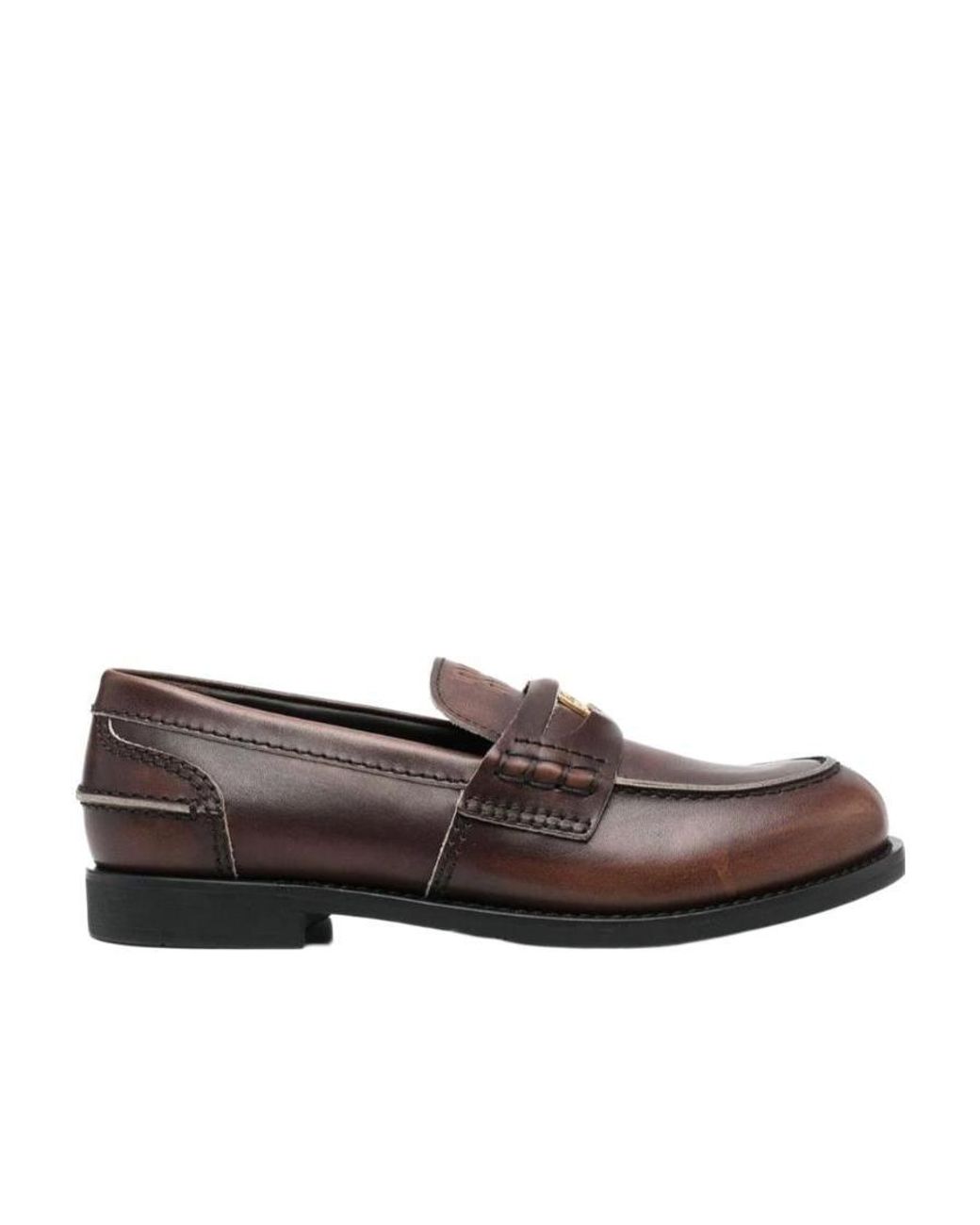 Miu Miu Brown Leather Penny Loafers