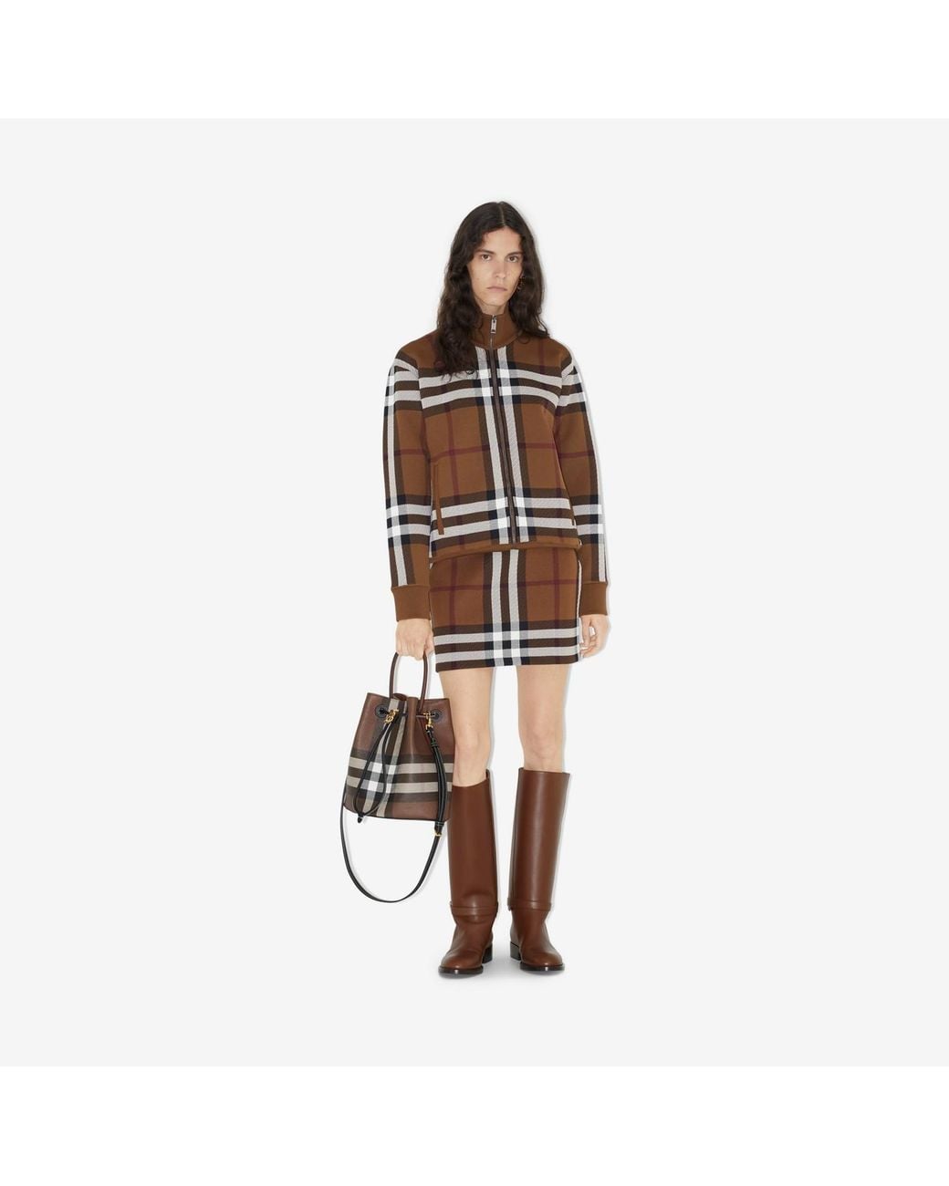 Burberry Brown Vintage-Check A-Line Skirt