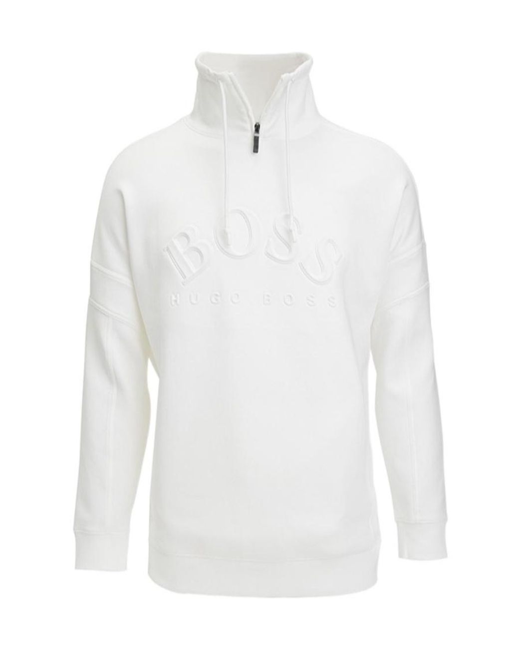 Boss White Zipper Detail Sweater for men