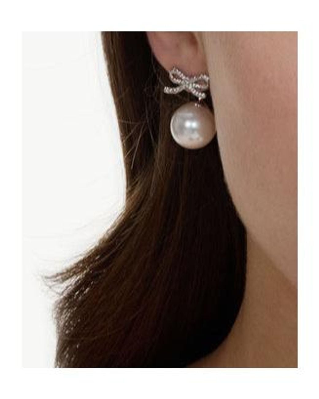 Self-Portrait White Crystal Bow Pearl Earrings