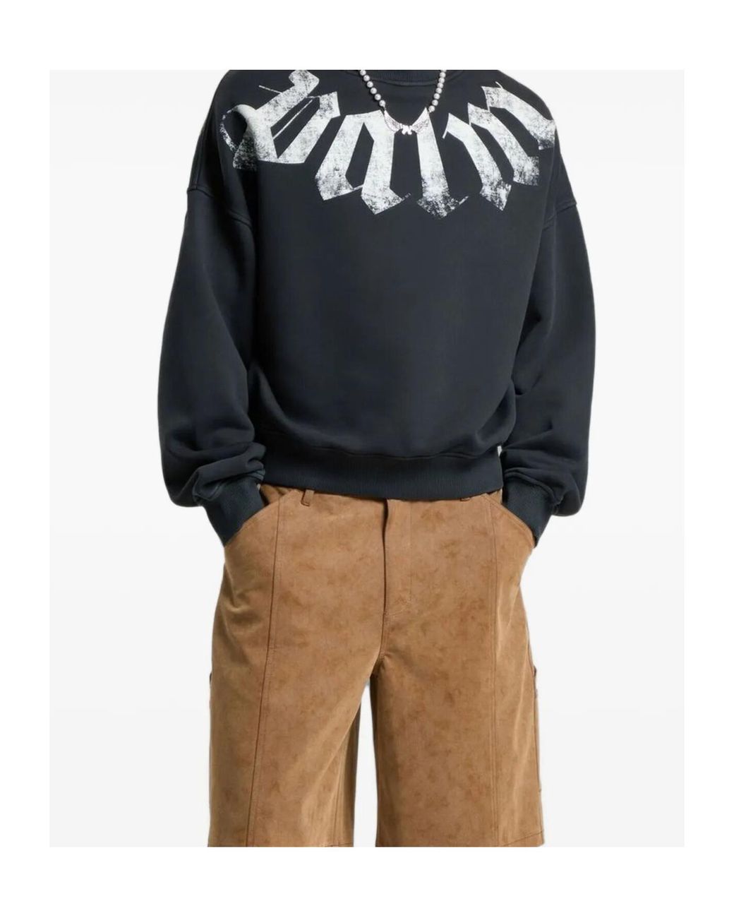 Palm Angels Black Crew-Neck Sweatshirt for men