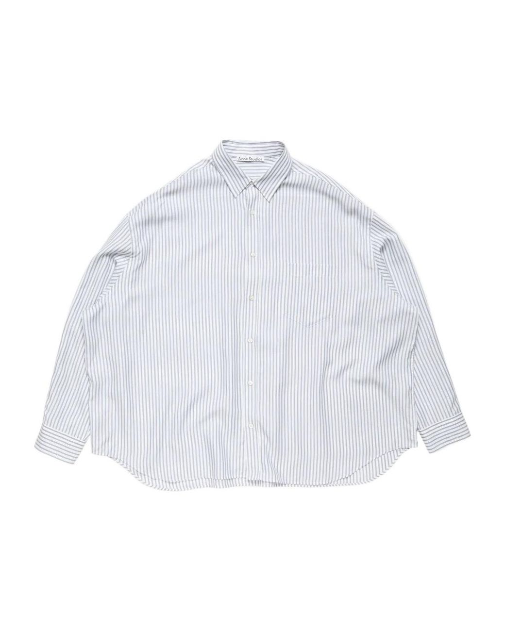 Acne White Striped Button-Up Shirt for men