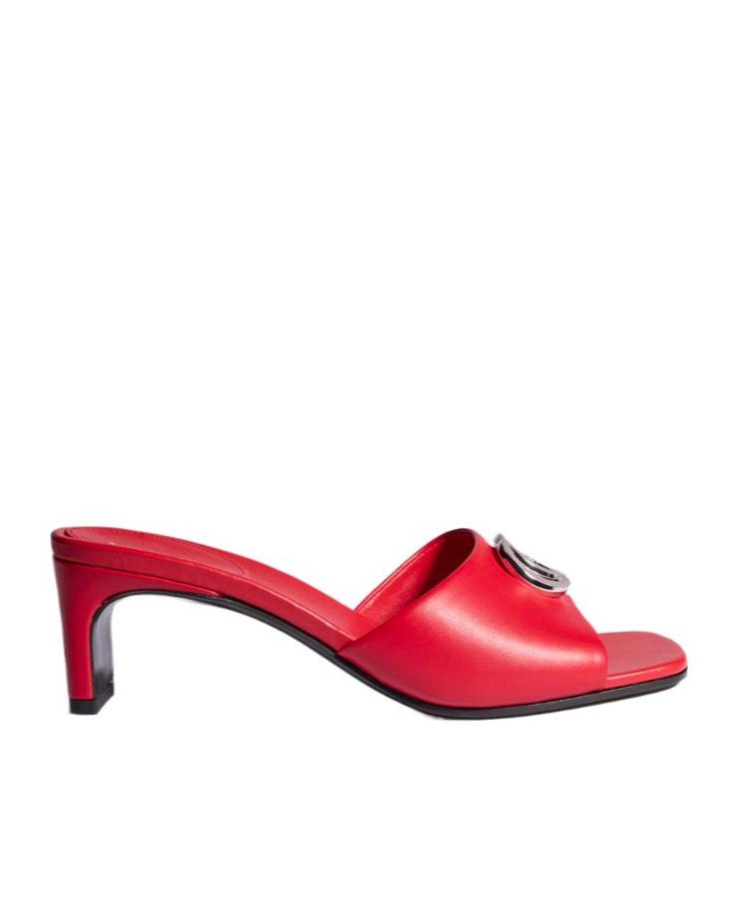 Gucci Red Slide Sandal With Double G