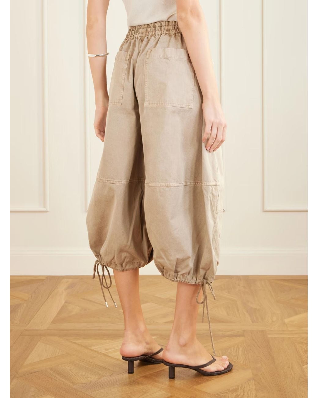 Co. Natural Lace-Up Wide-Leg Pants