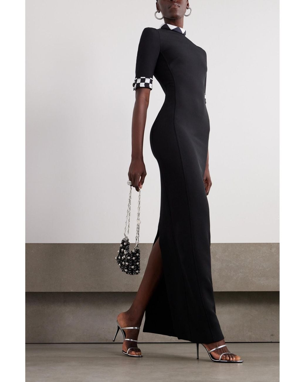 Emilio Pucci Black Checked Stretch-Crepe Maxi Dress