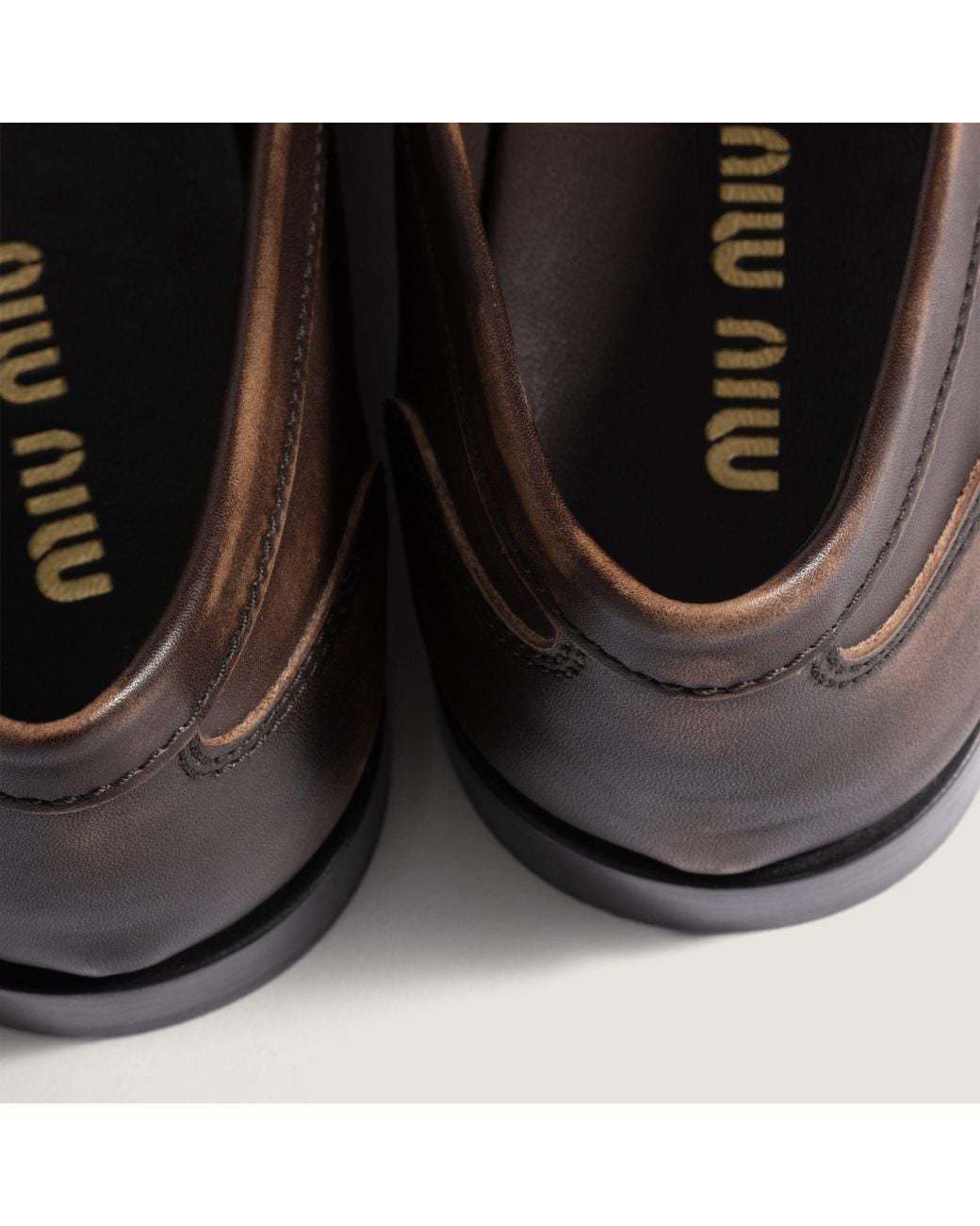 Miu Miu Brown Logo Loafers