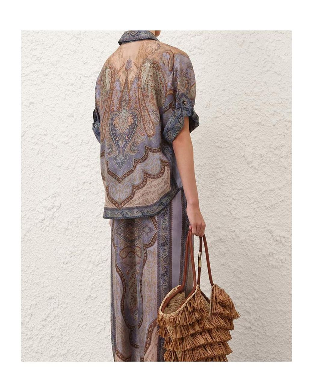 Zimmermann Gray Wanderlust Short Sleeved Shirt