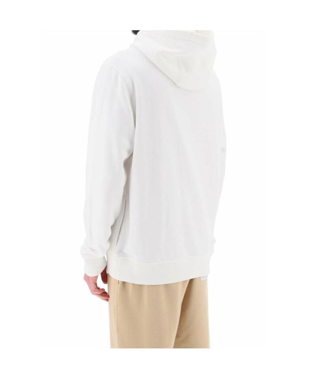 Burberry White Logo Detailed Drawstring Hoodie for men