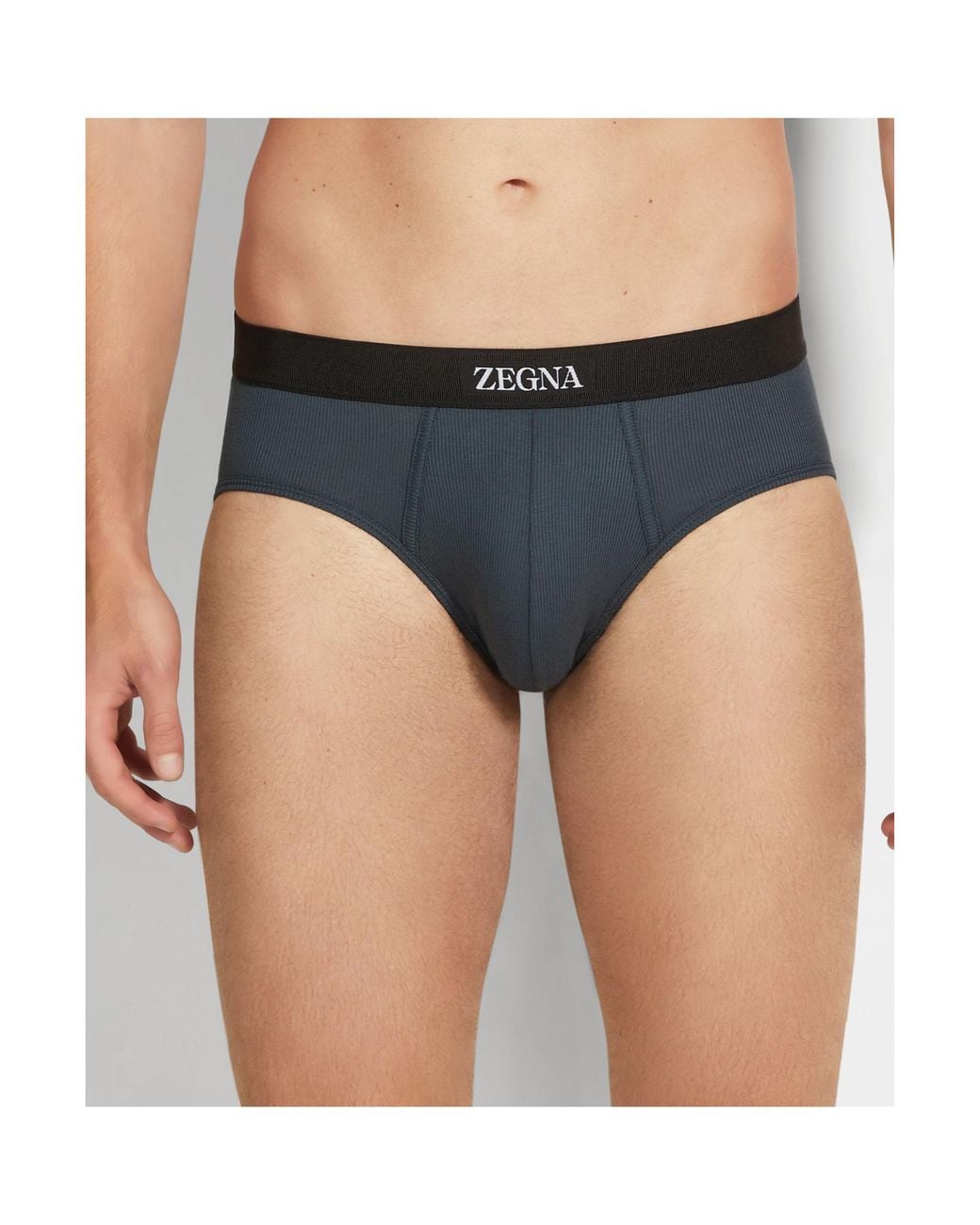 Zegna Black Cotton Blend Briefs for men