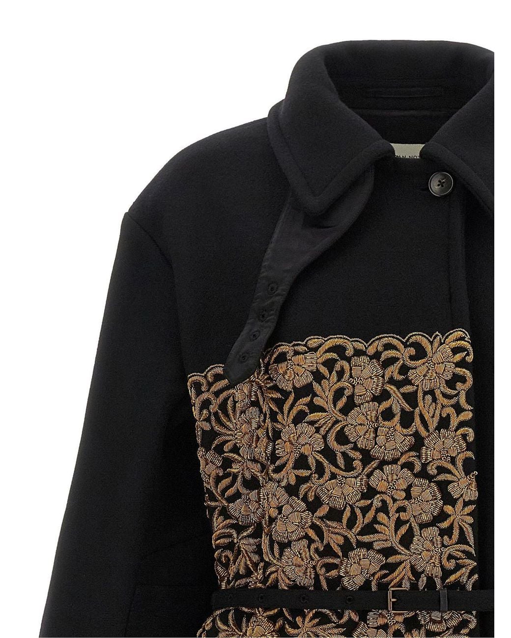 Dries Van Noten Black High Neck Rain Coat