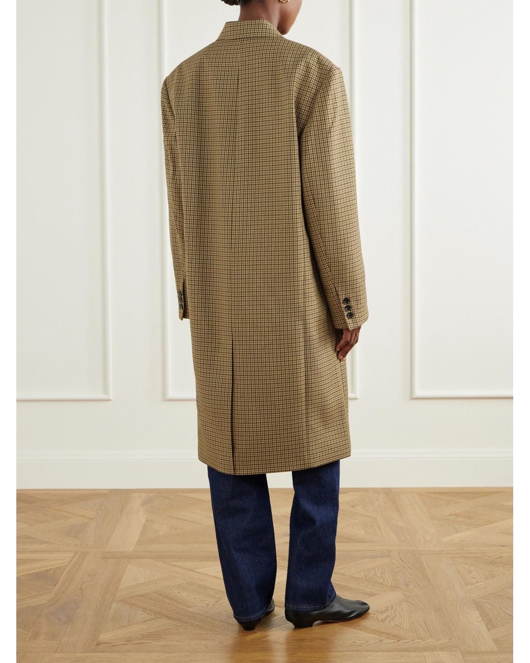 Tibi Natural Checked Twill Coat